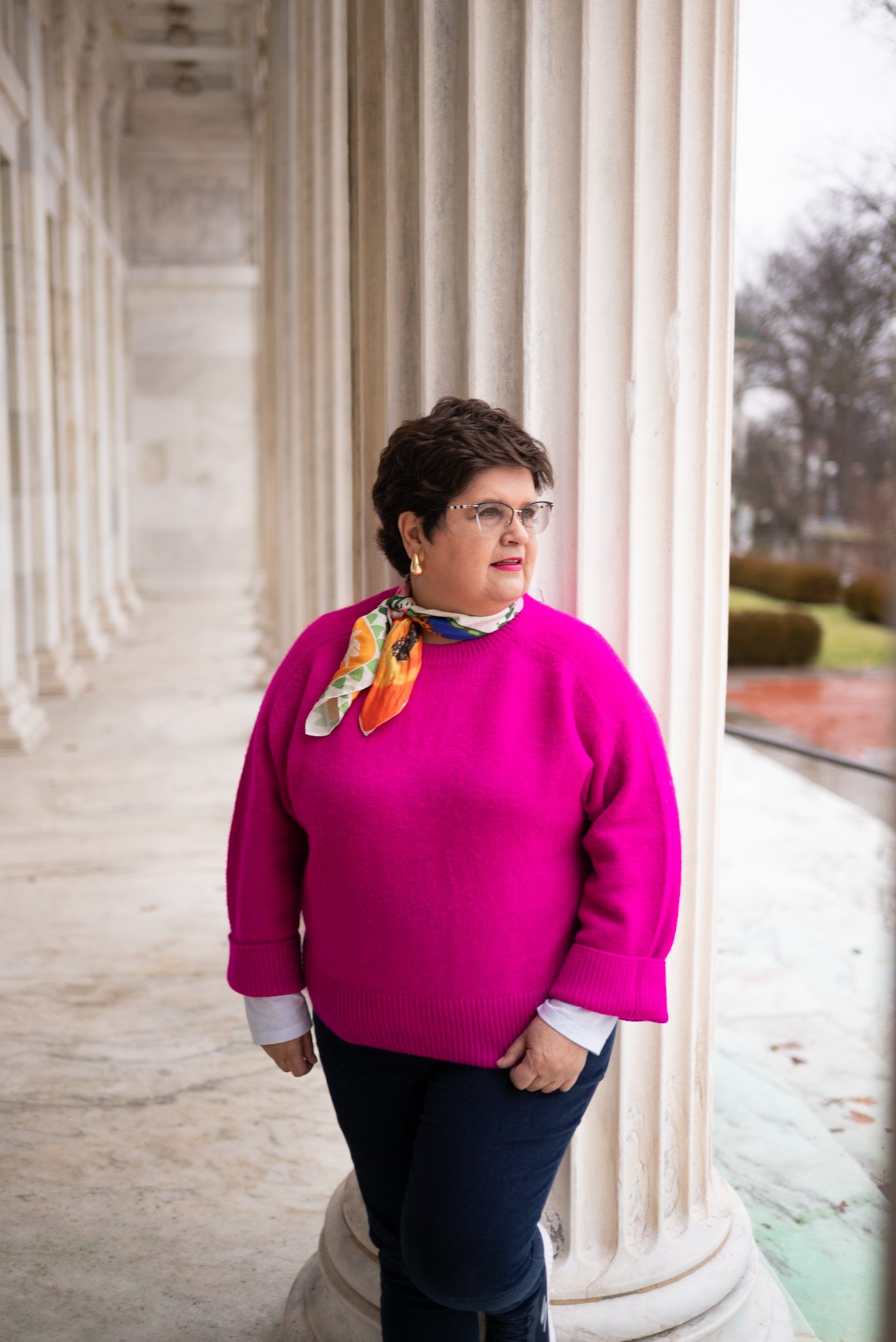 Professional portrait by columns by Christa V Photography